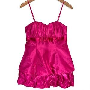Vintage 90s Nina Ferre Magenta Pink Tiered Bubble Mini Party Prom Dress Size 9